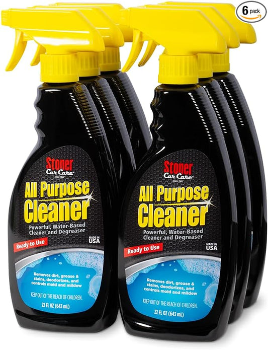 Stoner Car Care 92694-6PK All Purpose Cleaner Powerful Water-Based Cleaner and Degreaser, Easily Removes Dirt, Grease, Stains, and More, Multi-Purpose, Multi-Surface, Ready to Use, 22 Fl Oz, Pack of 6
