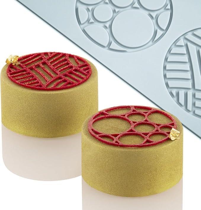 TUKE Silicone Molds for Baking Rectangle Geometry Ring Hollow 3D Fondant Molds Chocolate Molds Non-stick Polymer Clay Molds for Baking, Soap,Cake Decoration Cake Mold (Geometry I_10.92x2.92x0.12inch)