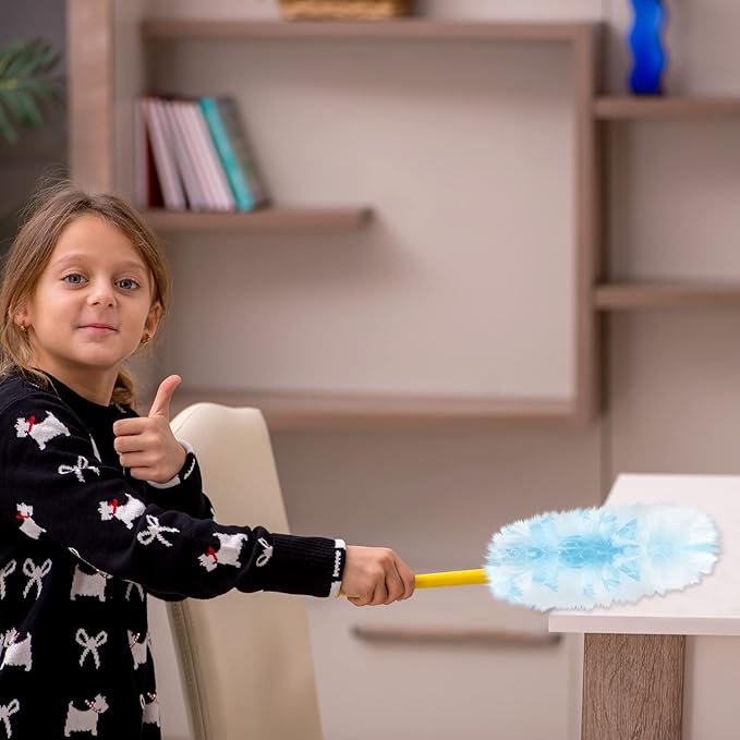 Vesici 50 Pcs Duster Refills Compatible with Swiffer Dusters Bulk Disposable Replacement Thickened with 1 Handle Heavy Duty for Cleaning, Office (Blue)