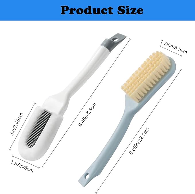 2Pack Shoe Cleaning Brush -Sneaker Shoe Cleaner Brush-Soft Bristle Cleaning Shoes Scrubber-Long Handle Shoe Scrubbing Brush-White Sneaker Cleaner Brush-Shoe Brushes for Cleaning