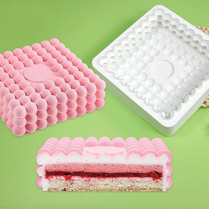 TUKE Square Shaped Silicone Mold Soap Silicone Molds Cake Fondant Baking Molds for Baking Chocolate French Dessert Candy Ice Cube Soap (Square K)