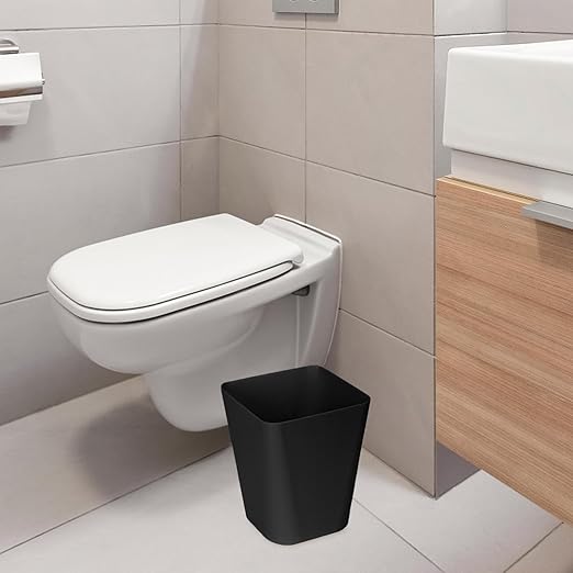 ZXJ Small Trash Can - Waste Basketbin - 1.8 Gallon -Black - Bathrooms, Laundry Room, Kitchens, Offices