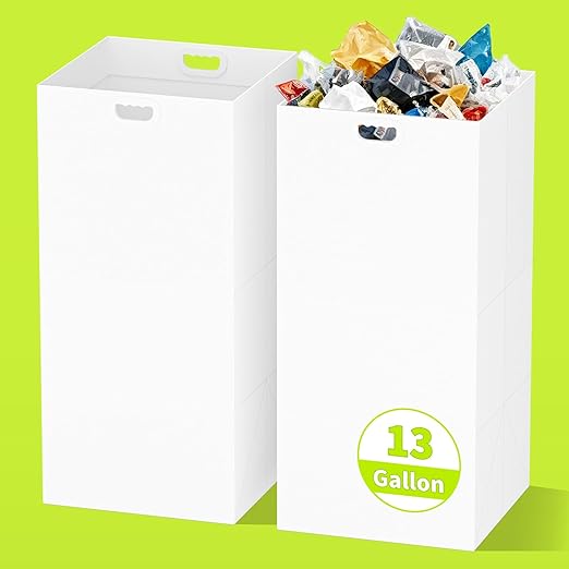 13 Gallon Disposable Trash Cans for Parties, 2 Pack Extra Large Portable Trash Can White Pop Up Trash Cans Bin, Recycle Collapsible Garbage Can Bins for Party Kitchen Camping Trash Can