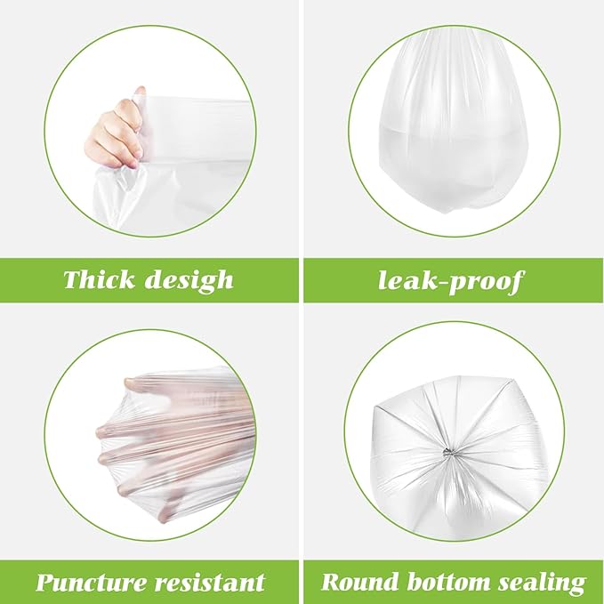 10 Gallon 100 Counts Trash Bags Garbage Bags by Teivio, Bathroom Trash Can Bin Liners, Plastic Bags for home office kitchen, Clear