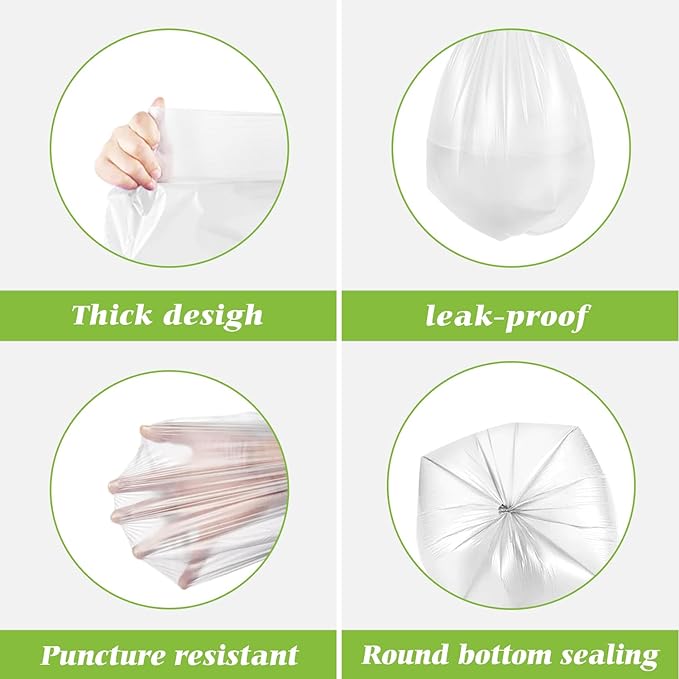 1 Gallon 110 Counts Strong Trash Bags Garbage Bags by Teivio, Bin Liners, for home office kitchen (Clear)