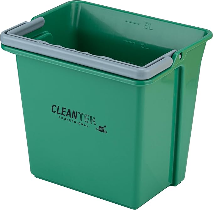 Restaurantware-Clean Tek Professional 6 Quart Cleaning Bucket, 1 Utility Pail with Handle - Heavy-Duty, Portable, Green Plastic Washing Pail, Perfect for Household, Outdoor, Car Wash and More