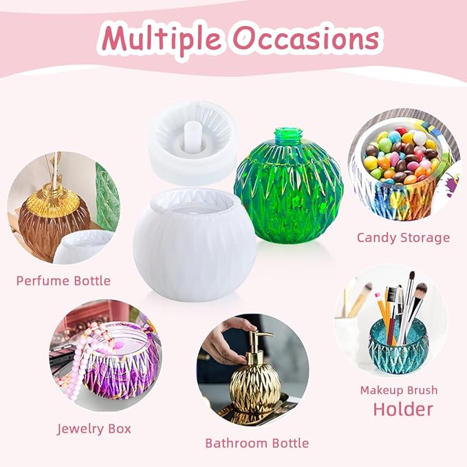 Bottle Resin Mold with Pump Soap Dispenser Resin Mold Perfume Bottle Silicone Molds for Epoxy Casting DIY Bottle Pen Flower Storage Candle Holder Home Decor