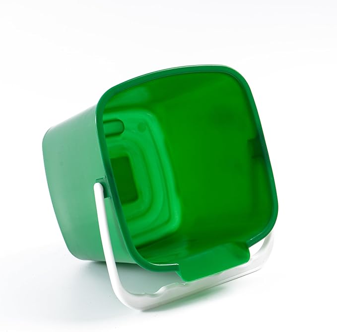 Matthew Detergent&Sanitizing Cleaning Bucket 6 Quart Plastic Pail,Set of 12 Square Containers,Built-in Spout w/Handle,Wash Rinse Sanitize Handwash Bucket for Home Office Commercial Restaurant (Green)