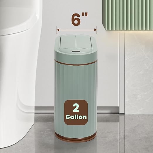 ELPHECO Bathroom Trash Can with Lid Butterfly, Motion Sensor Trash Can Bathroom Decor Automatic Garbage Can Wastebasket Bathroom Accessories, Kitchen, Living Room, Office, Sage Green
