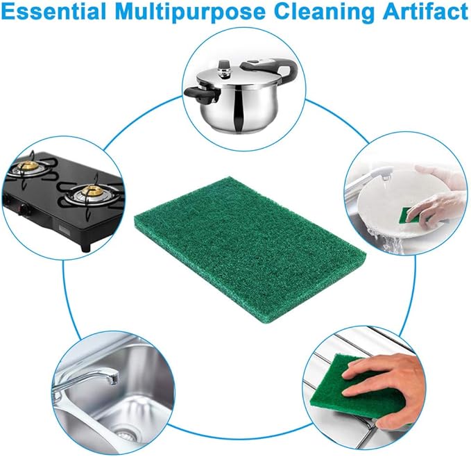 24PCS Scouring Pad - Premium Heavy Duty Scrub Pads, Reusable Household Green Dish Scrubber, Multipurpose Scour pad - for Kitchen Scrubber & Metal Grills, 3.9 x 5.9 x 0.36IN