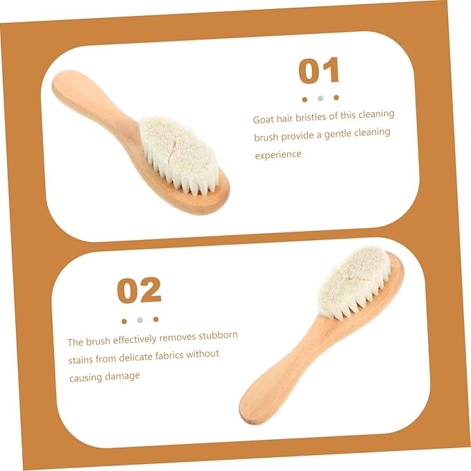 GANAZONO Laundry Brush for Delicate Fabrics Natural Soft Pig Bristle Scrubbing Tool for Removing Stains from Knits and Reusable Cleaning Brush for Household Use
