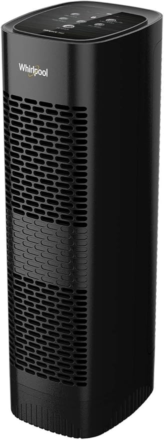 Whirlpool, WPT80B Whispure True HEPA Air Purifier, Activated Carbon Advanced Anti-Bacteria, Ideal for Allergies, Odors, Pet Dander, Mold, Smoke, Wildfire, and Germs, Large, Black