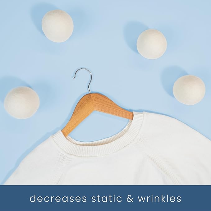 S&T INC. XL New Zealand Wool Dryer Balls, Fabric Softener for Laundry, Natural White, 2.9 in, 6 Pack