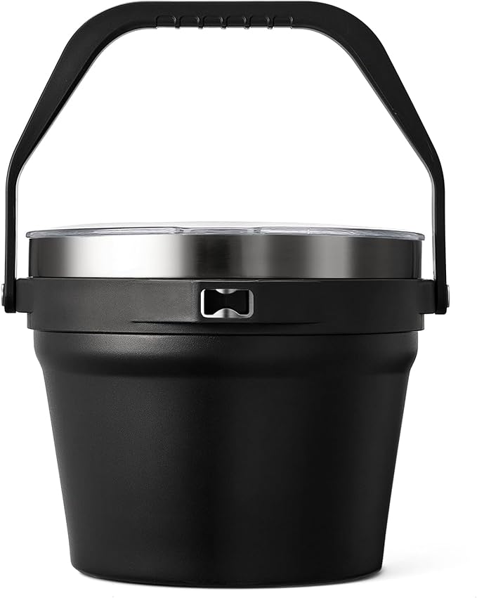 COKTIK 7L Insulated Ice Bucket with Lid，Double Wall Vacuum Stainless Steel Beverage Bucket Keeps Frozen Longer，Holds 6 Longnecks or 3 Bottles of Wine，for Cocktail, Champagne, Large Parties(Black)