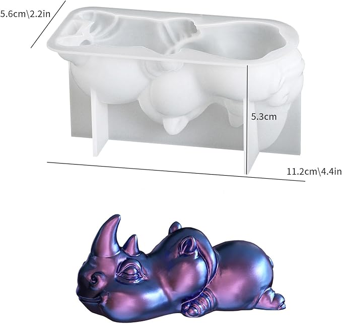 2Pcs Resin Molds Animal Silicone Molds for Resin Casting Crocodile Rhino Gypsum Concrete Molds