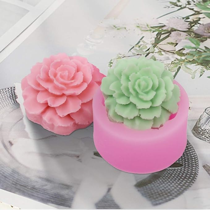 3D Carnation Candle Mold Flower Silicone Mold for Soap, Fondant, Cake Decorating, Chocolate, Candy,Ploymer Clay, Mother's Day Gift