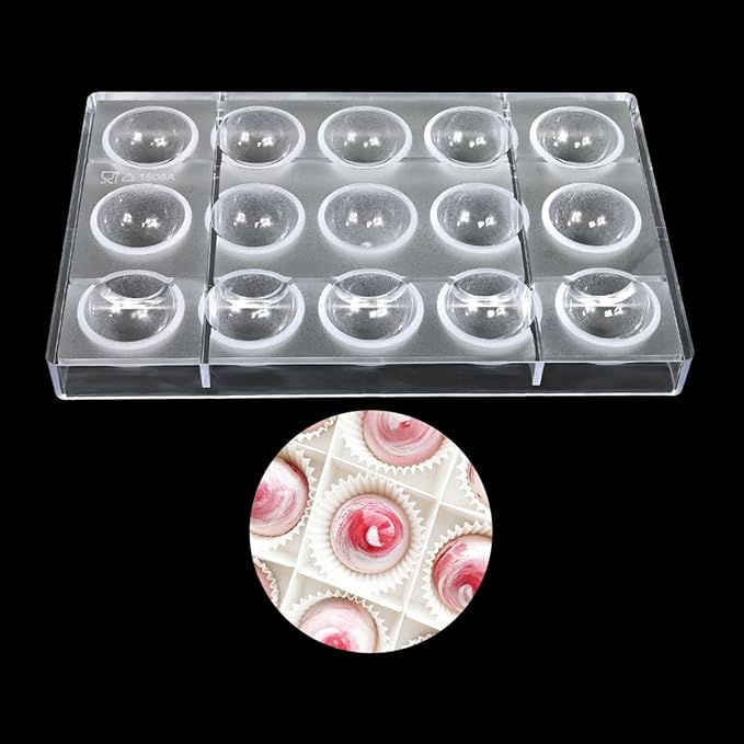 TUKE Sphere Chocolate Mold Polycarbonate Hemisphere Molds for Baking, Candy, Desserts - Reusable, Food-Grade, Professional DIY Cake Decorating Tool (C_ Semi-Circle)