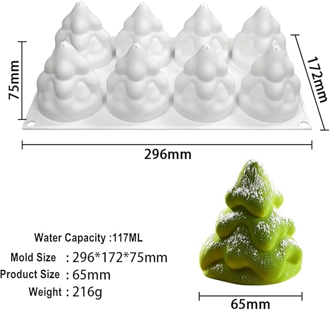 TUKE Christmas Tree Silicone Molds,Chocolate Fondant Cake Molds, 3D Non-Stick Food Grade Silica Gel Mould for Candies, Chocolate, Ice Cube DIY Tools (Christmas Tree I)