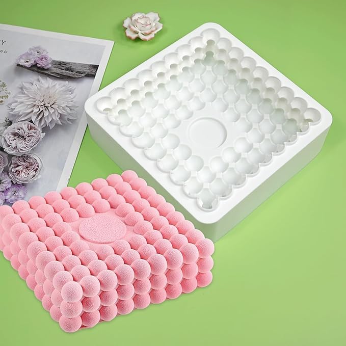 TUKE Square Shaped Silicone Mold Soap Silicone Molds Cake Fondant Baking Molds for Baking Chocolate French Dessert Candy Ice Cube Soap (Square K)