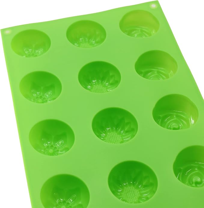 X-Haibei Floral Silicone Mold – Sunflower, Chrysanthemum, Rose, and Small Flower Designs – Perfect for Guest Soap, Sample Soap, Lotion Bars, Chocolate, and Jello 1oz, Dia. 1.6inch