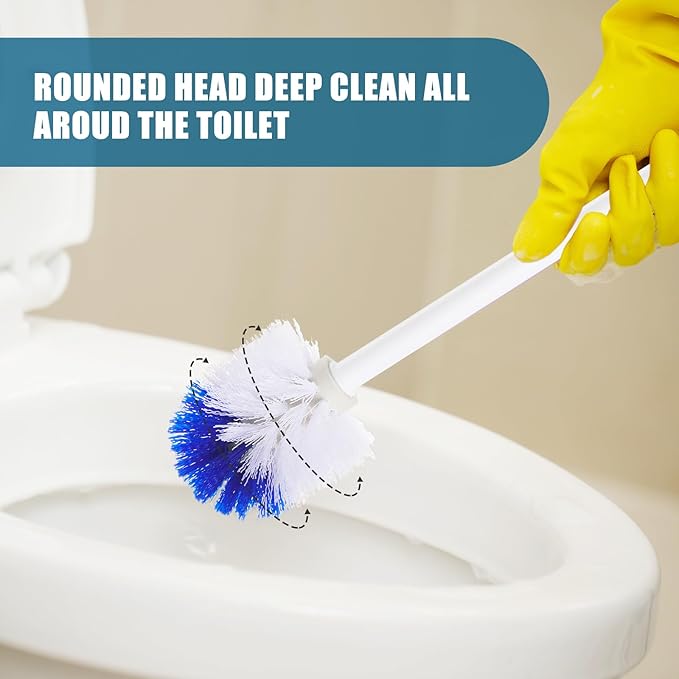 15 Pcs 18.5 Inch Toilet Bowl Cleaner Brush Bathroom Long Plastic Handled Cleaning Scrubber with Hook Hole Without Holder for Household Cleaning(Blue, White)