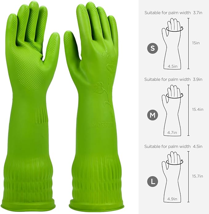 Rubber dishwashing gloves 3 or 6 Pairs for kitchen,Cleaning washing dish gloves long for household reuseable durable.