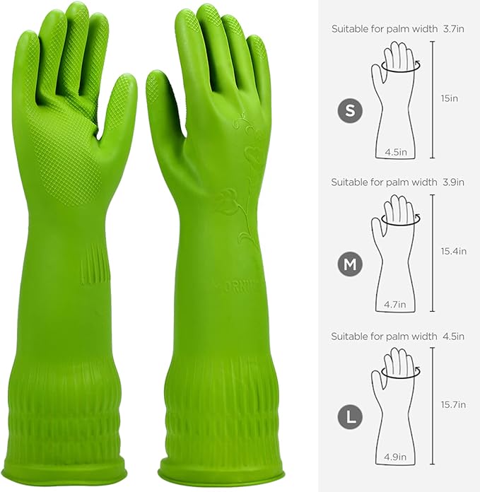 Rubber dishwashing gloves 3 or 6 Pairs for kitchen,Cleaning washing dish gloves long for household reuseable durable.