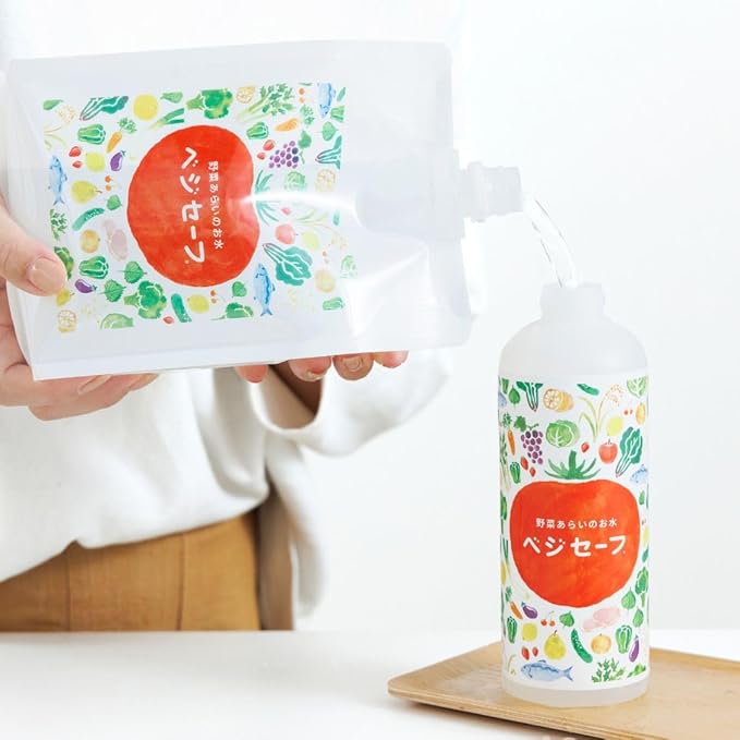 Veggie Safe Food Cleaning/Starter Set 54.1 fl oz (400ml Spray Bottle + 1200ml Refill) Perfect for Cleaning Vegetables, Neutralizing Seafood Odors, Washing Rice, and Wiping Kitchen Surfaces.