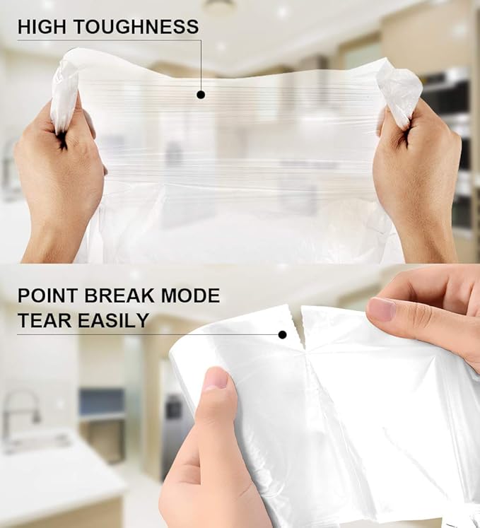 FORID Clear Medium Garbage Bags – 8 Gallon Plastic Trash Bags 30 Liter Wastebasket Bin Liners 220 Count for Bathroom Bedroom Office Trash Can