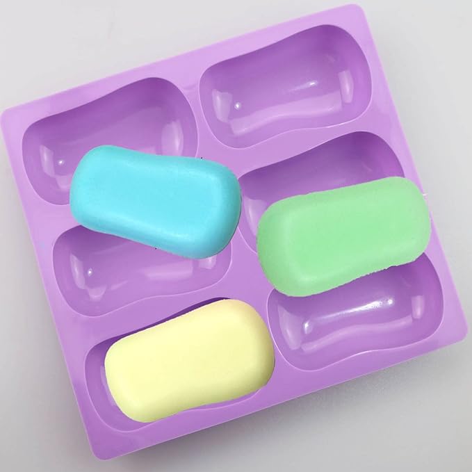 2 Pack Oval Silicone Soap Molds，6 Cavity Soap Molds for Soap Making Silicone Molds for Soap Bath Bombs Shower Steamer Lotion Bars