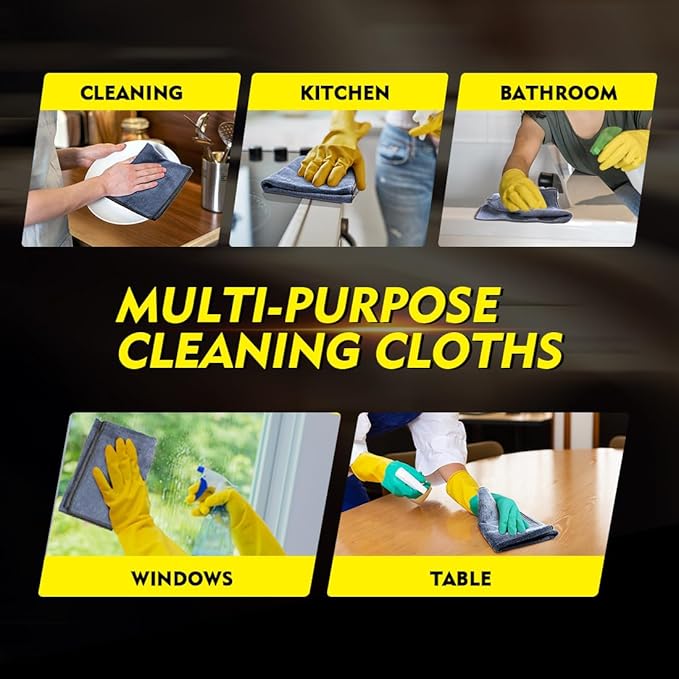 HOMEXCEL Grey Microfiber Cleaning Cloth 6 Pack, 12.5 x 12.5 inch Microfiber Towels for Cars, Ultra Absorbent Car Washing Cloth, Lint Free Streak Free Cleaning Rags for Car, Kitchen, and Window