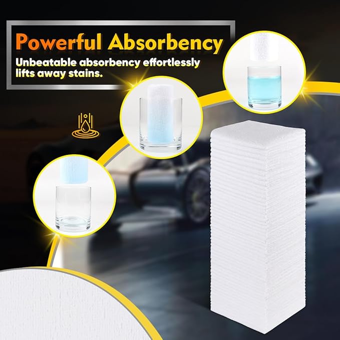 HOMEXCEL White Shop Towels 100 Pack, Reusable Microfiber Towels for Cars, Bulk Multipurpose Microfiber Cleaning Cloths, Lint Free Cleaning Rags for Car, House and Kitchen, 11.5 x 11.5 inch