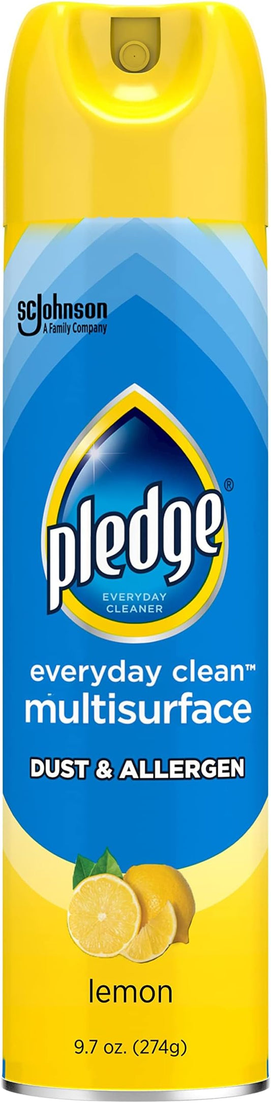 Pledge Dust & Allergen Multisurface Cleaner, Aerosol Spray, Lemon Scent, 9.7oz