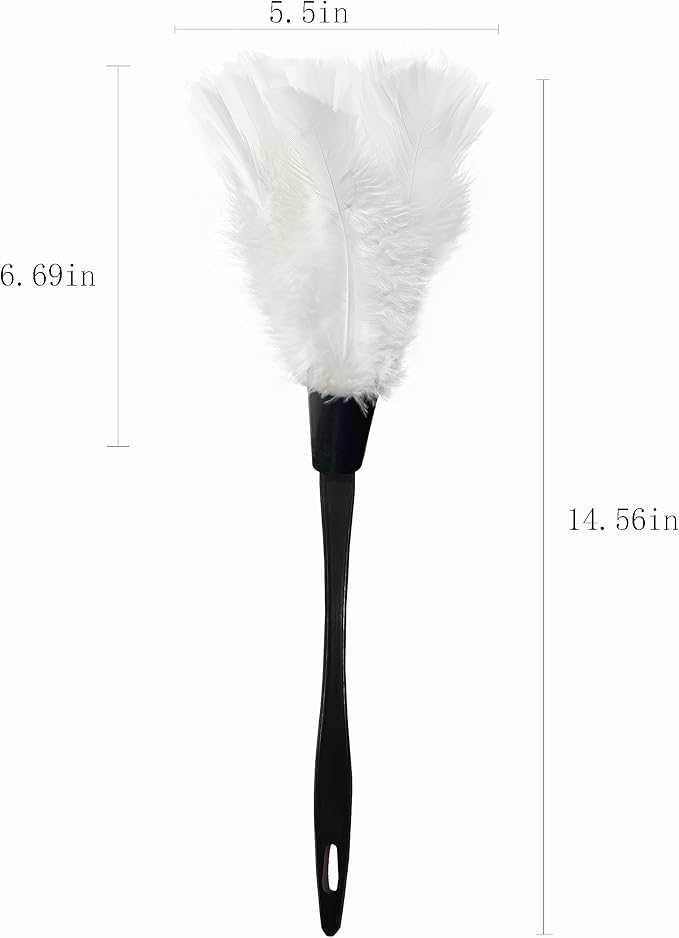 14 Inch Turkey Feather Duster – Lightweight Cleaning Brush for Home, Office, Furniture, Blinds, and Electronics (White)