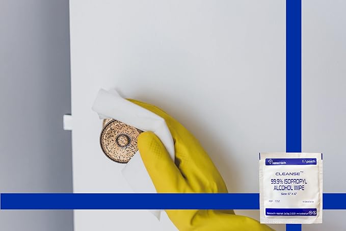 Cleanse 99.9% Isopropyl Alcohol Handy Wipes, 50 Counts Lint Free Non-Abrasive No Water Residue Ideal for Electronics, Household, Work Equipment Safe for Tech Cleaning & Screens (6 x 5 inches)