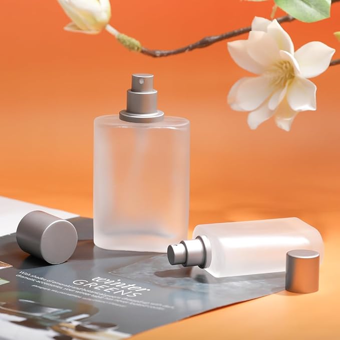 50ml/1.7 Oz Frosted Glass Spray Bottle Perfume Atomizer,Refillable Perfume Spray Bottle Perfume Bottles Empty with 3 Kinds of Perfume Dispenser (Frosted Glass 50ml)