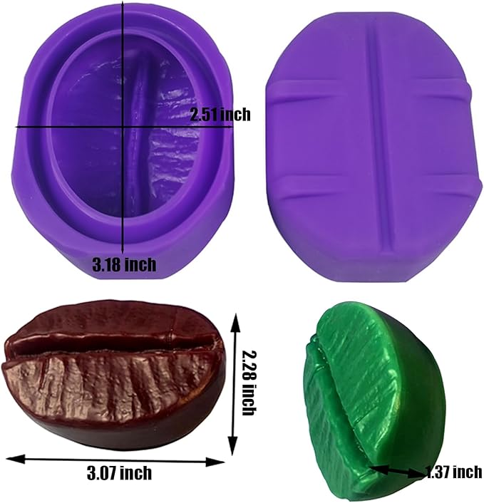2 Pack Premium Silicone Soap Making Molds, Coffee Bean Silicone Molds for DIY Crafts Soap Candle (New)