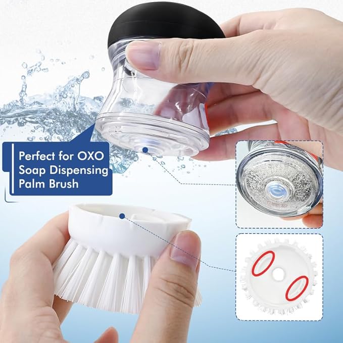 Palm Brush Refills for OXO Soap Dispensing Dish Brush - 8 Pack Cleaning Replacement Brush Head for OXO Palm Brush