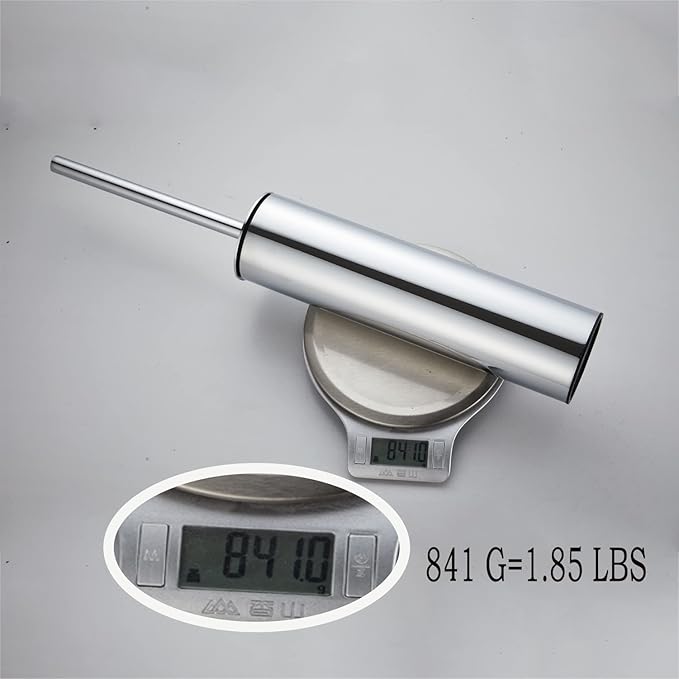 Freestanding Luxury Toilet Brush 304 Stainless Steel Toilet Brush and Holder 19-Inches Tall Round Rust Resistant Anti-Odor and Easy to Clean with Polished Chrome Finished