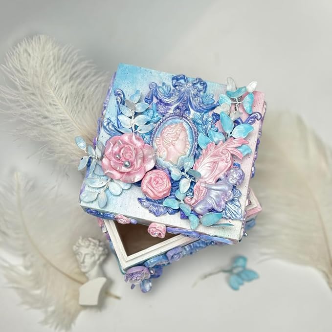 Art Mold for Polyclay Air Dry Clay Plaster, Border Frame with Cupids