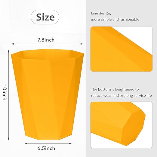 ZXJ Small Trash Can - 1.8 Gallon - Yellow - Waste Basket - Garbage Bin Bathroom,Kitchen,Office,Dormitory,Camping,Kids Room