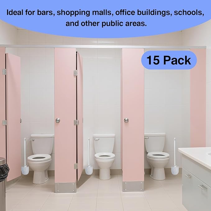 15 Pcs Toilet Brushes, 14.2 Inch Toilet Bowl Brush, Long Plastic Handled Cleaning Scrubber, Heavy Duty Toilets Scrubber Brush for Home Commercial Restrooms Bathroom Cleaning(White)