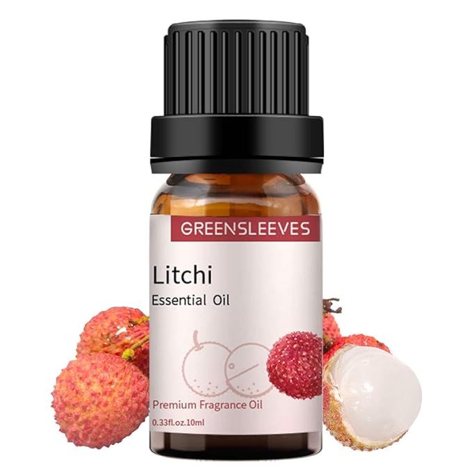 GREENSLEEVES Litchi Essential Oil, 10ml Pure Plant-Based Fragrance Oil for Aromatherapy, Essential Oils for Diffuser, Air Freshener, Massage, Bath Bomb, Scented Candle Soap Making