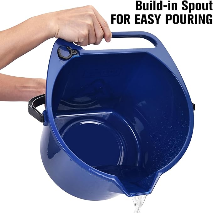 Matthew Cleaning 4.2 Gallon Mop Bucket, Heavy Duty Plastic Cleaning Bucket with Built-in Pour Spout, Mop Holder and Comfort Grip Handle, House and Commercial Cleaning Supplies, 1 Pack Blue