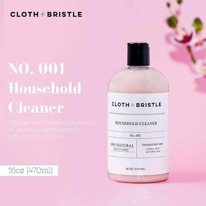 CLOTH & BRISTLE NO. 001 Household Cleaner, Multi-Surface, All-Purpose, Eco-Friendly, Cleaning Spray, Kitchen Stain Remover, Surface Disinfectant, Natural Solution
