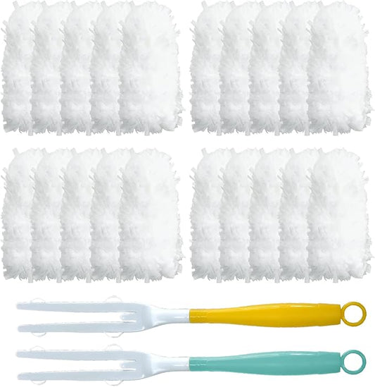 Car Interior Duster - Ultimate Cleaning Tool for Cars, House, and Office - Compact Mini Design for Effortless Dust Removal Double-Sided Design 2handle +20 Duster Refills.