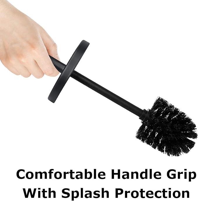 Blue Donuts Toilet Brush and Holder – Cleaning Brush Holder, Toilet Brush with Holder, Toilet Bowl Cleaner Brush and Holder, Stainless Steel, Black