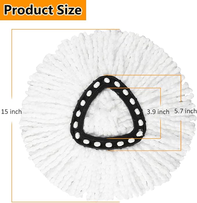 12Pack Spin Mop Replacement Heads for O Cedar, 100% Microfiber Mop Head Replacement Fits Triangle Mop Replace, Easywring 1-Tank System, 360 Degree Spin Refill for Easy House Cleaning Floor Mopping