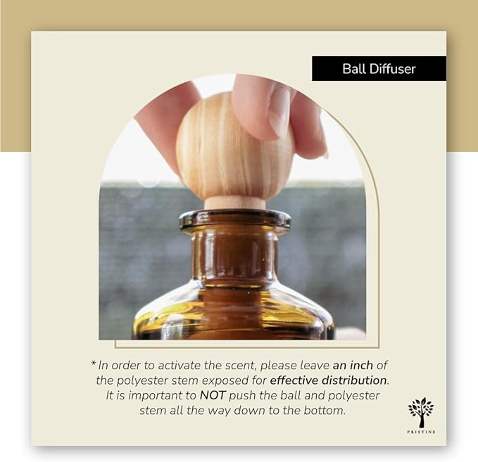 PRISTINE Swiss Château/Inspired by Hilton Hotel Ball Diffuser for Wardrobe | Fresh Cut Rose, Tangerine, Cedarwood Oil Mini Diffuser Decor | Air Freshener for Closets