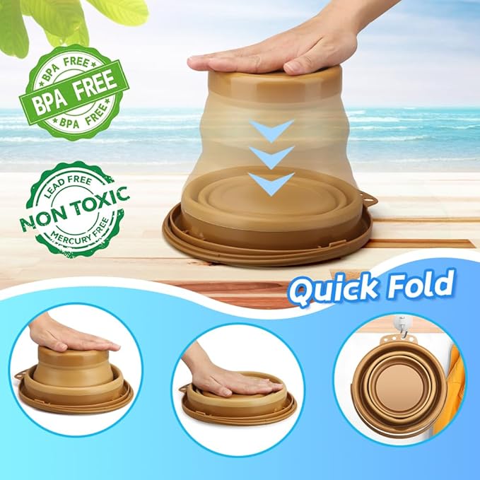 Dilabnba Collapsible Beach Buckets Set Toys, Easter Eggs Buckets, 3PCS 2.5 L Portable Silicone Foldable Pails for Camping Sandbox Garden Beach Party Fishing